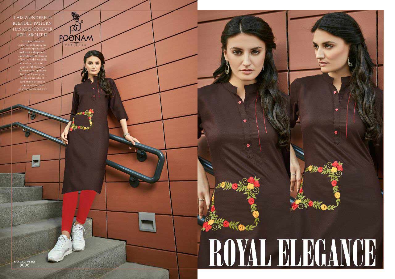 Diva Vol-8 Poonam Designer Embroidery Cotton Kurti Diva Vol-8 Poonam Designer Embroidery Cotton Kurti